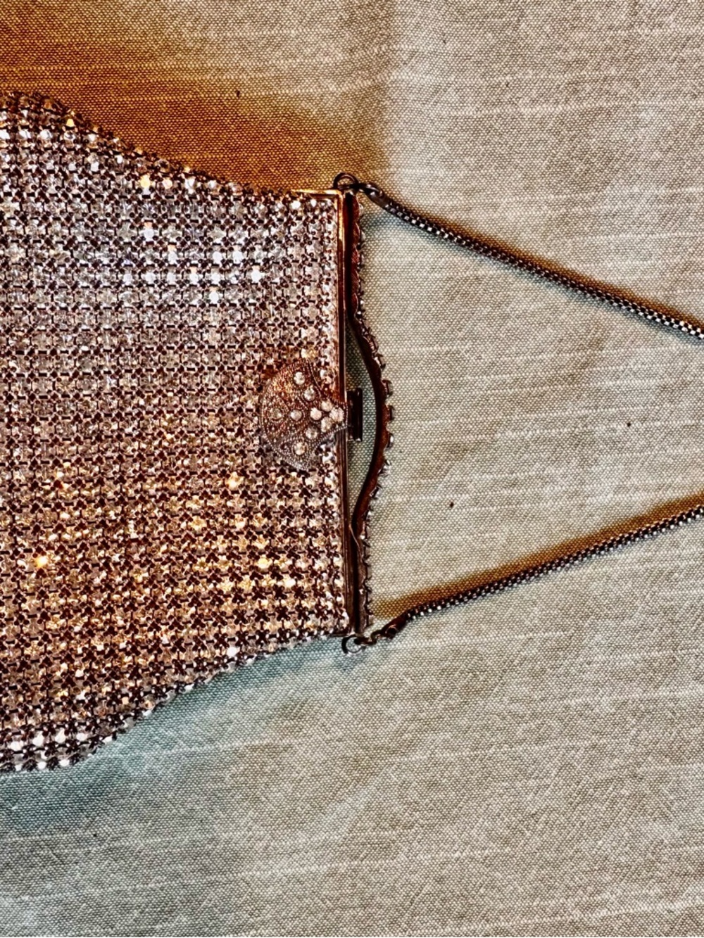 Vintage Rhinestone Mesh Evening Bag in Silver